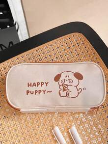 1 件可爱小狗图案铅笔盒大容量便携式杂物收纳袋带拉链文具袋学生学习用品袋学校用品学校用品