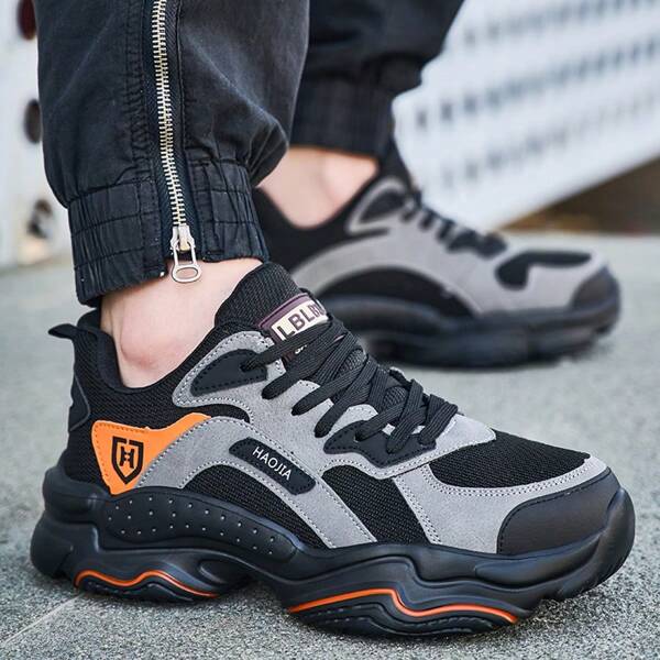 Zapatos de seguridad para trabajo de hombre, con punta de acero ligero a prueba de perforaciones, respirables, de estilo deportivo casual y protector, duraderos y antideslizantes