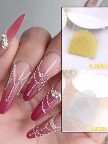 Hạt trứng cá muối mini bằng thép không gỉ 0,4mm-1,0mm, hạt bi siêu nhỏ bằng bạc dùng trang trí móng tay, dụng cụ làm móng bằng gel, phụ kiện trang trí móng, đá quý trang trí móng - Vàng - Xem 12