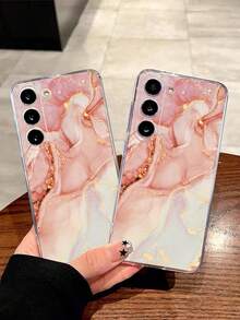 1 Stück modische Marmorstruktur Soft Clear Handyhülle kompatibel mit Samsung Galaxy A04e/12/A13/A14/A34/A50/A52/A53/A54/S21/S22/S23/S24/S25/S25 Ultra - Transparent - Übersicht 2