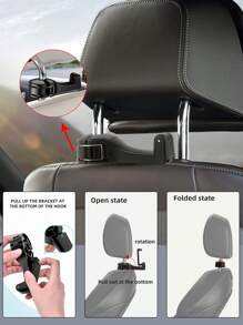 Retractable Foldable Storage Hook - Headrest Hook - Car Phone Holder Backrest Hook Lock Support - Car, Auto Accessories, Travel Essentials, Holiday Necessities - Black/Silver/Red/Blue/Multi-Color/Random Color - 1pc/2pcs/4pcs - ABS Material For Women Storage Organizer Travel Essentials Back To School Dormitory Storage
