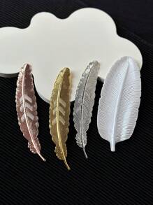 1 pieza Accesorio de fotografía con forma de hoja y pluma de metal, herramienta para exhibición de nail art