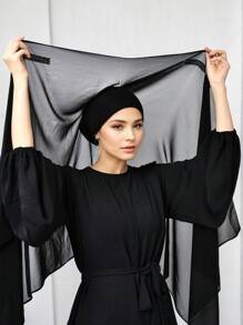 1 buc Set Hijab Musulman Casual pentru Femei, Eșarfă Subțire din Șifon cu Închizătoare Magnetică, Potrivit pentru Toate Sezoanele