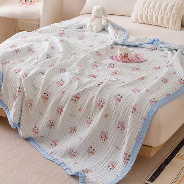 1 Stück Kinder 6-lagige Musselin Sommersteppdecke, lustige Designs, weicher & atmungsaktiver Baumwollstoff, pflegeleicht, geeignet für Jungen, Mädchen, Jugendliche, Alltagsgebrauch, draußen, Reisen, Schule, Kinderzimmer