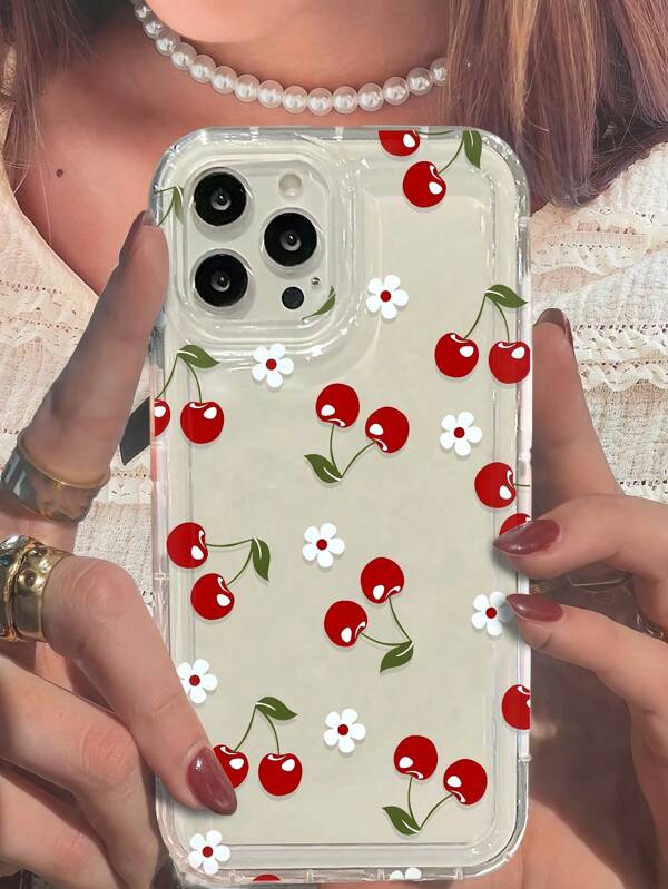 1pc Shock Absorbing Air Cushion Case With Flower Pattern, Waterproof Anti-Fall Anti-Slip Soft Protective Cover Compatible With Apple 16/15/14/13/12/11 Pro Max/7/8 Plus And Models