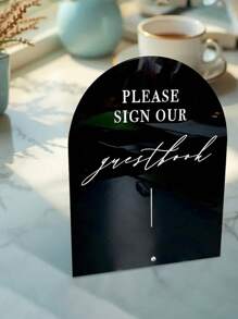 1pc Acrylic Guest Book Sign - "Please Sign Our Guest Book", Suitable For Weddings, Parties, Celebrations, Decor For Reception Area, Event Signage, Floral Decor