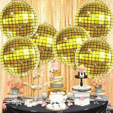 6pcs 22 Inch Colorful/Gold/Silver Disco Ball Balloons, 22 Inch 4D Round Foil Balloons For Birthday, Wedding, Graduation, Disco Dance Theme Party Decorations 70s 80s 90s