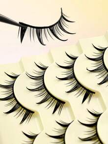 Asiteo 5 Pairs Cartoon Style False Eyelashes, Lightweight & Fluttery Anime False Lashes, Natural Makeup Effect, Fluffy Spiky Doll Lashes, Cartoon Eyelashes - 尖尾漫畫款 - 查看 6