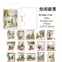 30pcs Garden Scenery Park Path City Flower Shop Willow Park Flower Vine Window Plant Corner Stickers Handbook Material Stickers Item Decoration Stickers Premium Waterproof Vinyl Stickers For Scrapbooking, Journals, And Laptops - Decorative Scrapbook Supplies For Adults,School Supplies,Back To School