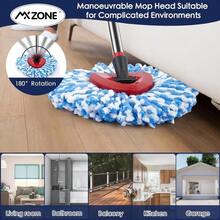 Spin Mop Head Replacement Base Handle Compatible With O Cedar Rinse Clean 2-Tank System, 4 Replace Heads, 1 Mop Handle, 1 Base And 1 Scrub Brush Combo Set