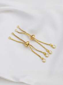 1 Set Copper Inlaid Zirconia & Silicone Beads Adjustable Extender Chain, DIY Bracelet/Necklace Jewelry Making Supplies