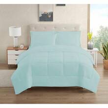 JIANGTAO-Dorm Room Essentials College Bedding Comforter Set 5 Piece Twin XL Size Bed In A Bag For College Students Boys And Girls, Twin XL, Navy Blue - 水藍色 - 查看 1