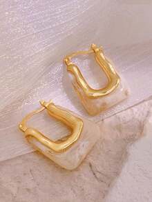 Pendientes con diseño geométrico - Blanco - Ver 4