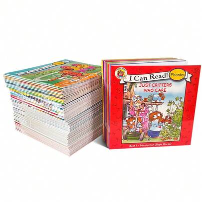 Lachilly 12Book/Set Phonics Fun!: Includes 12 Mini-Books Featuring Short And Long Vowel Sounds Paperback, Children Bedtime English Reading Book,I Can Read Phonics Pocket Book