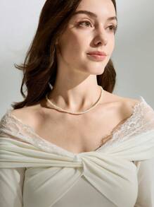 1pc Elegant Faux Pearl Beaded Necklace For Women For Gift