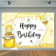 1 PC Sweet Bee One" 1st Birthday Party Backdrop - Honey Bee With Sunflower Theme, Suitable For First Birthday Celebration, Bee Gift Party Decoration, Photo Booth Studio, Photography Backdrop For Indoor Outdoor Decoration, Garden Decoration. Versatile, Multi-Size.