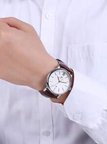 RICECGO RICECGO 1-delig herenhorloge, modieus casual sporthorloge met quartzhorloge, PU-leren band, geschikt voor werk, reizen, zakelijke activiteiten en cadeaus voor de start van het schooljaar