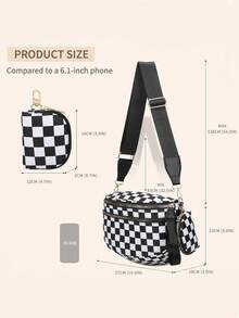 2025新款时尚格纹单肩包带零钱包，大容量百搭轻便斜挎包