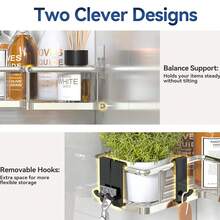 5 件装转角淋浴架，粘贴式淋浴收纳架，防锈不锈钢淋浴架，带 8 个挂钩，无需钻孔浴室收纳架和储物架，节省空间，适合返校季