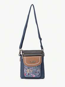 Sweet & Candy Women's Messenger Bag Pu Leather Cute Fun Print Butterfly Original Design Light To Carry Travel School Commuting Retro College Exquisite Commuting - Bleu (Blue) - View 1