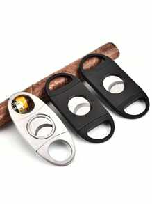 2 piezas Cortador de puros de acero inoxidable, tijeras portátiles de doble filo para tabaco y puros, mango de plástico, set de herramientas simples, accesorios para puros, accesorios para fumar