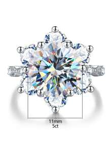 1 pieza Anillo de compromiso de mujer con diseño de flor clásico de 5 quilates, color D, de diamante Moissanite, anillo romántico simple de plata esterlina 925, anillo de eternidad, anillo de aniversario de bodas, regalo de joyería de lujo para mujeres