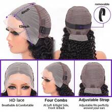 Curly Wigs Human Hair 13x4 HD Deep Wave Lace Front Wigs Human Hair Pre Plucked 12 Inch Bob Wig Human Hair Short Curly Glueless Wigs For  Women Natural Hairline 250% Density Bob Wigs - Natural Black - 查看 6