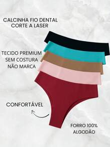 Kit até 12 Calcinhas Fio Dental Sem Costura Corte A Laser Premium - Fio Mamut