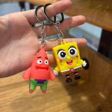 SPONGEBOB 6 piezas Lindo muñeco llavero del personaje animado Bob Esponja, colgante de mochila, regalo perfecto para parejas o fiestas (estilo aleatorio)
