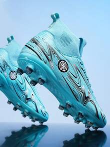 Teenagers' Sports Football Shoes, High-Top Ankle Support Football Shoes, Campus Student Boys & Girls Football Training Shoes, Football Match Specialized Shoes, Long Studs Anti-Slip, Good Foot Feel, Lightweight & Comfortable