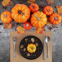 10 Pcs Assorted Artificial Pumpkins Set Classic Plastic Foam Faux Pumpkins For Fall Halloween Thanksgiving Tabletop Centerpiece Mantel Kitchen Decor - Multicolor - View 2