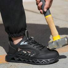 1 Paar Stahl Zehenschuhe für Herren, leichte Sicherheitsschuhe, Sneaker, bequeme durchstichsichere Slip-On EVA-Sohle, unzerstörbare Outdoor-Arbeitsschuhe aus Stahl mit Zehenkappe, Trainingsschuhe und modische Turnschuhe