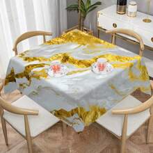 1/20 Stücke elegante goldene und weiße Marmorierung Tischdecke - luxuriöses Polyester, rechteckige Tischdecke für Zuhause, Büro oder Schreibtischnutzung, perfektes Geschenk für Feiertage, Esszimmer Dekoration
