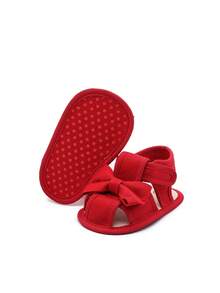 Infant Sandals With Bowknot, Adhesive Therapy, Soft Sole Toddler First Walking Shoes, 0-1 Years Old
