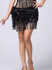 肚皮舞裙臀巾亮片流苏肚皮舞裙舞蹈臀带拉丁舞草裙舞臀巾表演服装