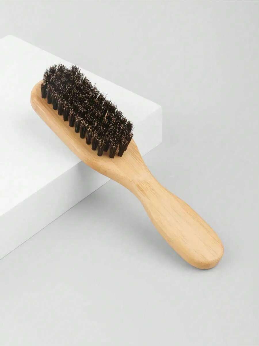 1 件天然竹胡须刷，适用于理发店、发型设计、胡须修饰、面部清洁、鞋子清洁、美发沙龙工具、美容旅行必备美发产品和配件、返校、旅行度假必备品、女士发饰