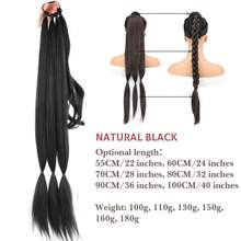 Peluca de cola de caballo trenzada sintética de 22-40 pulgadas, banda de goma elástica para mujer, extensión de cabello de cola de caballo falsa envuelta alrededor de cola de caballo 2T3H - 2 - Ver 13