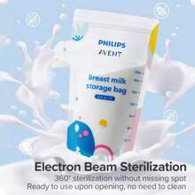 Philips Avent 30 pezzi 200ml Borse per la conservazione del latte materno Avent per refrigerazione e conservazione, borse portatili per lo stoccaggio con beccuccio