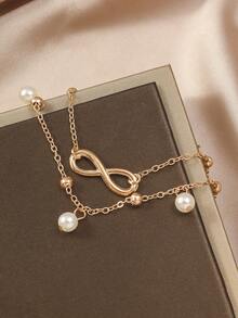 1 件铜心形脚链，休闲日常配饰 - 8字符號款 - 查看 3