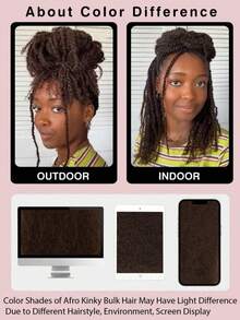 QVR QUEEN VIRGIN REMY 50g/Pack African Curly Bulk Hair Extensions, Suitable For Braiding, Mini Twists, Dreadlocks, High Quality Human Hair Extensions For Men And Women, Multiple Colors Available (Black, Brown, Golden, Wine Red, Ombre Etc.), Natural And Soft, Can Be Dyed And Permed. - S2 - View 11