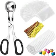 Sets Of Lollipop Cake Pop Maker Tools For Candies Chocolates Cookies Including 100Pcs Cake Pop Sticks 100Pcs Parcel Bags 100Pcs Twist Ties 1Cake Pop Mold Treat Bag Kit - White - View 2
