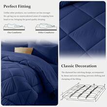 Newspin Queen Bed In A Bag 8 Pieces Comforter Set, Black All Season Bed Set, Queen Bedding Sets With Comforter And Sheets, Pillow Shams, Flat Sheet, Fitted Sheet, Pillowcases And Bed Skirt - 藍色 - 查看 5