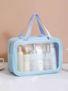 Borsa da viaggio estiva 4 in 1, organizer per articoli da toeletta impermeabile in PVC, bustina cosmetica, pochette da spiaggia, adatta per ombretti, assorbenti igienici, rossetti, cosmetici, eyeliner, gloss labbra, prodotti per la cura della pelle, essenziale per viaggi estivi, adatta per shopping, vacanze, casa, bagno, vacanze, spiaggia