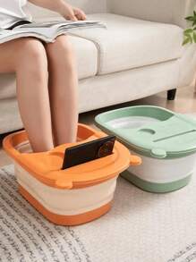 Foldable Massage Foot Basin For Adults, Home And Dormitory Use Simple Design With Cover, Deep Soaking Foot Bath Foldable Foot Soaking Bucket, Home Use, Simple Massage, Wellness, Foot Bath Basin, Over Knee, With Cover, Keeps Warm, Light Weight, Space Saving