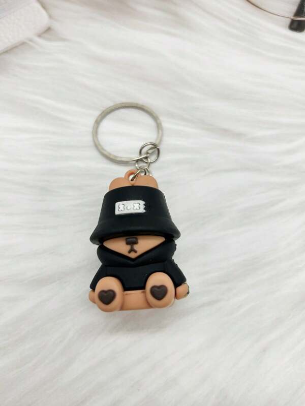 Cute 1pc Men's Creative Hoodie Teddy Bear Keychain Pendant Valentine's Day Car Accessories Bag Charm School
