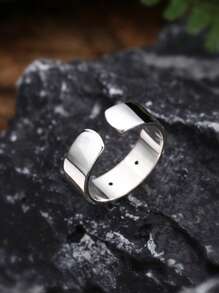 1pc 925 Sterling Silver Vintage Style Green Eye Tiger Head Zirconia Decor Open Ring, Suitable For Everyday Wear For Men