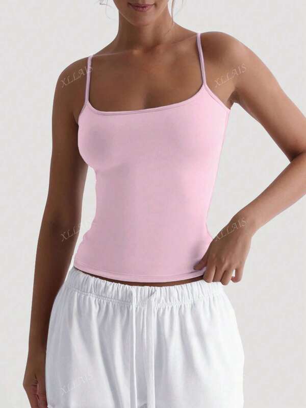 XLLAIS Sexy Backless Women's Camisole Elastic Casual Spaghetti Strap Top