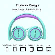 V1 S Headphones, Wired Stereo Foldable-3.5mm Adjustable On-Ear Headphones S School/Toddlers/Childrs/Tes/Boys/Girls//Tablet//Phones/Travel/Plane (Gre)