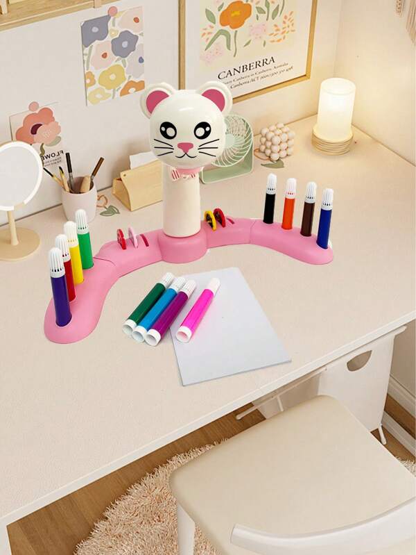 Juguete de aprendizaje 3 en 1 Tablero de dibujo de proyección para niños, juguetes de ensamblaje DIY, regalos para niños, juguetes educativos con mesa de dibujo de proyector LED, juguetes de pintura.