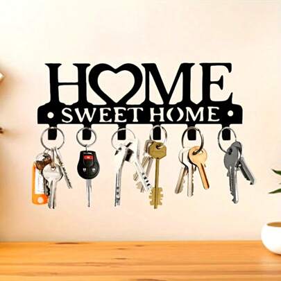 1 peça de porta-chaves de metal "Sweet Home" para parede - Fácil instalação, sem necessidade de energia, decoração de feriados para áreas externas